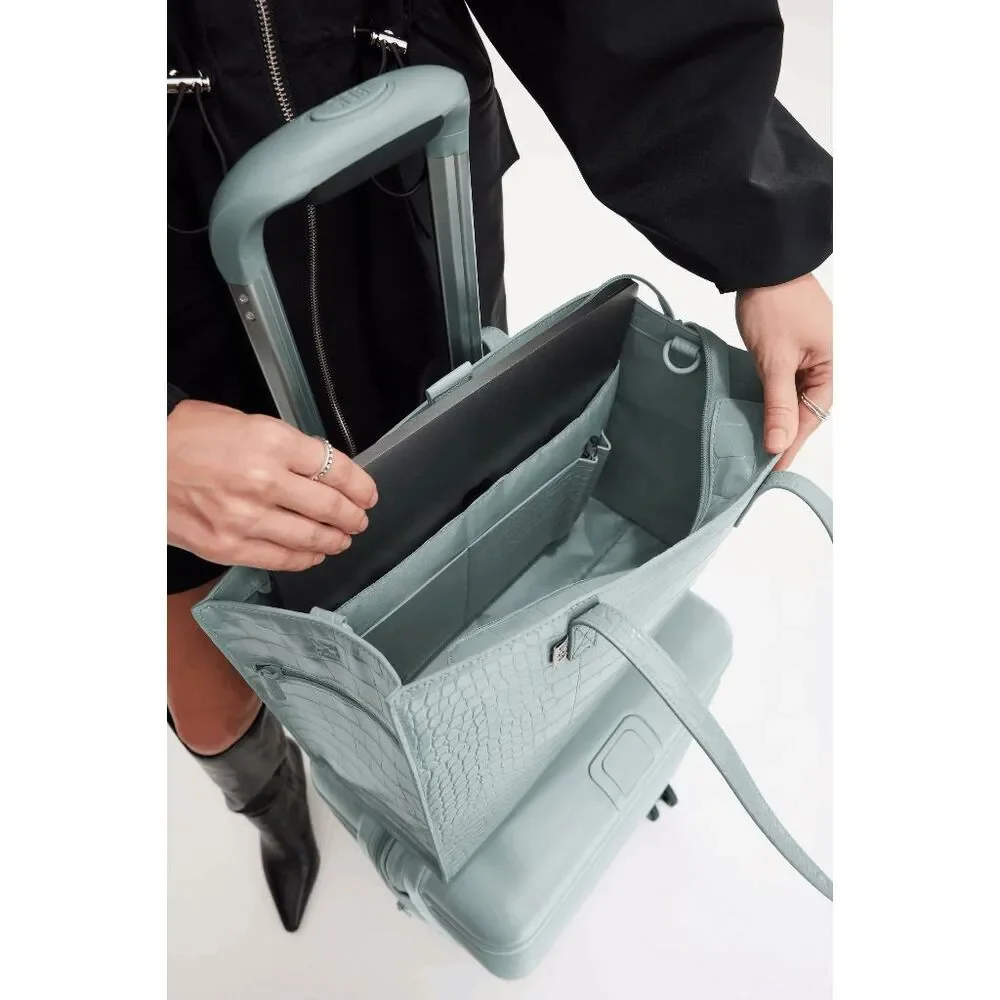 NWT BEIS Work Tote - Slate Blue/Gray - Embossed Faux Leather - Picture 4 of 7